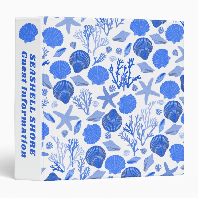 Blue Seashells Beach Vacation Rental Information 3 Ring Binder (Front/Spine)