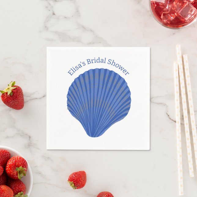 Blue Seashells CUSTOM Bridal Shower Party  Napkins (Insitu)