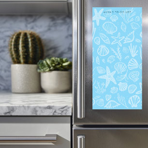 Blue Seashells Custom Grocery Shopping To-Do List Magnetic Notepad
