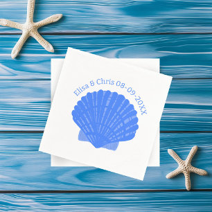 Blue Seashells CUSTOM Wedding Engagement Napkins