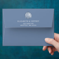 Blue Seashells Marine Ocean Beach Wedding Envelope