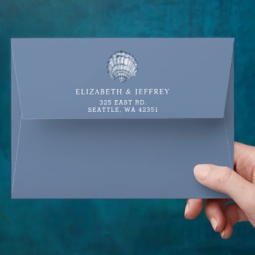 Blue Seashells Marine Ocean Beach Wedding Envelope