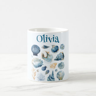 Blue Seashells Mug | Custom Name