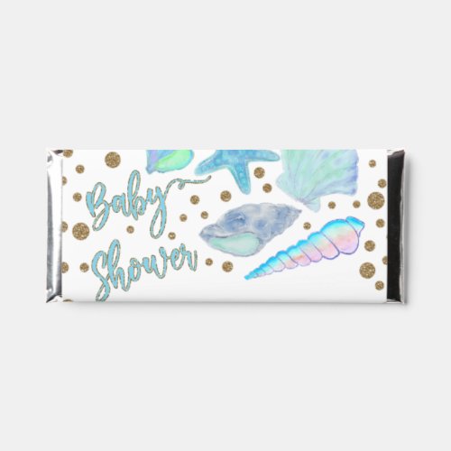 Blue Seashells Ocean Theme Boy Baby Shower Hershey Bar Favors