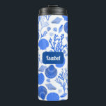 Blue Seashells Pattern CUSTOM Bridesmaid Gift Thermal Tumbler<br><div class="desc">Cute pattern featuring colorful design, handmade by me! Perfect for a bridesmaid gift! Click "personalize" above to edit it to add a name, initials or other text. Then click "edit using design tool" to change colors, fonts, placement and more. Check out more of my patterns and items in my shop....</div>