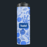 Blue Seashells Pattern CUSTOM Bridesmaid Gift Thermal Tumbler<br><div class="desc">Cute pattern featuring colorful design, handmade by me! Perfect for a bridesmaid gift! Click "personalize" above to edit it to add a name, initials or other text. Then click "edit using design tool" to change colors, fonts, placement and more. Check out more of my patterns and items in my shop....</div>