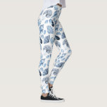 Blue Seashells Pattern on White Leggings<br><div class="desc">Blue Seashells Pattern on White Leggings Sportswear Yoga Pants.</div>