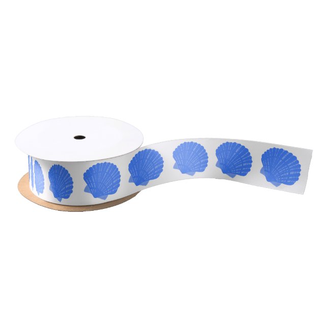 Blue Seashells Pattern  Satin Ribbon (Spool)