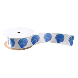 Blue Seashells Pattern  Satin Ribbon