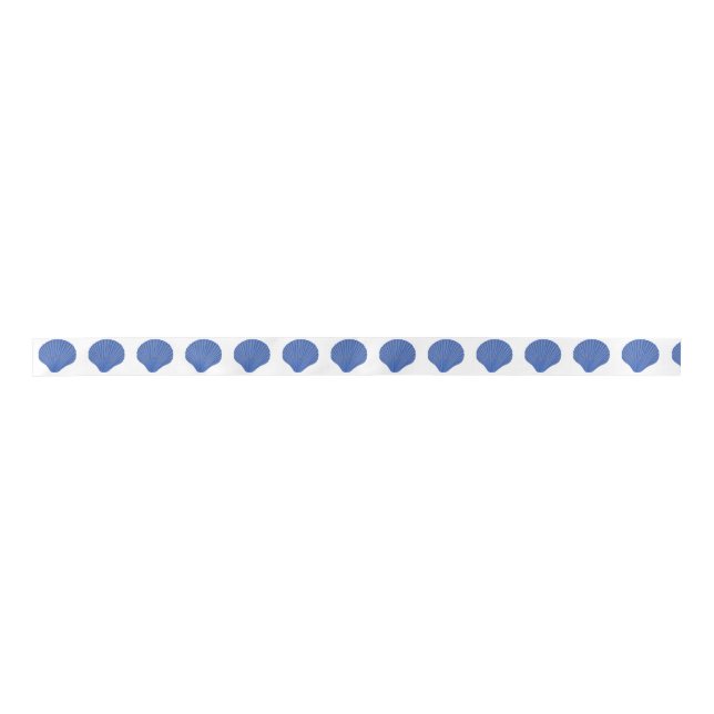 Blue Seashells Pattern  Satin Ribbon (Front)