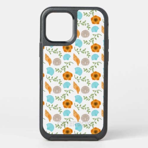 Blue Seashells Sea Snail Orange Flower OtterBox Symmetry iPhone 12 Case