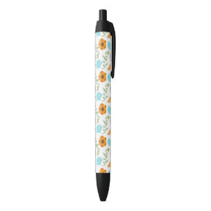 Blue Seashells Sea Snail Orange Flower Pen