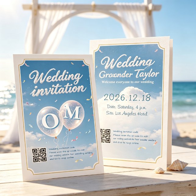Blue Seaside Wedding  Invitation (Creator Uploaded)
