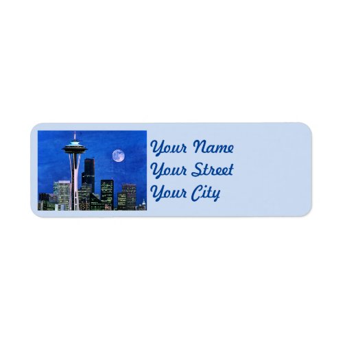 Blue Seattle Skyline Label