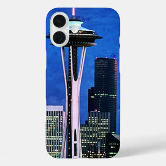 Blue Seattle Skyline Shower Curtain iPhone 16 Plus Case