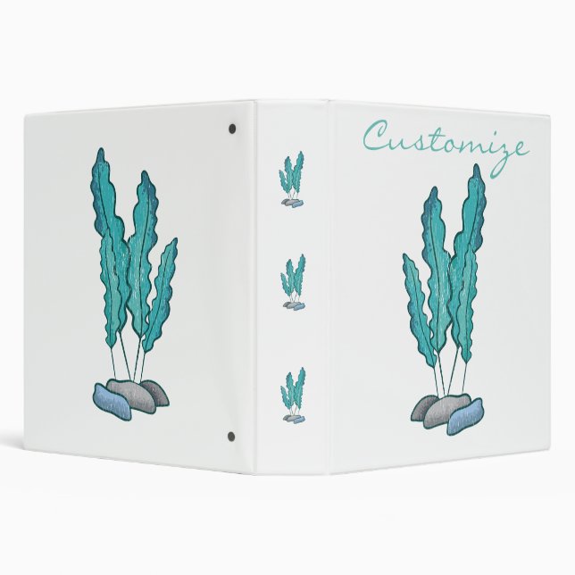 Blue Seaweed Algae Thunder_Cove 3 Ring Binder (Background)