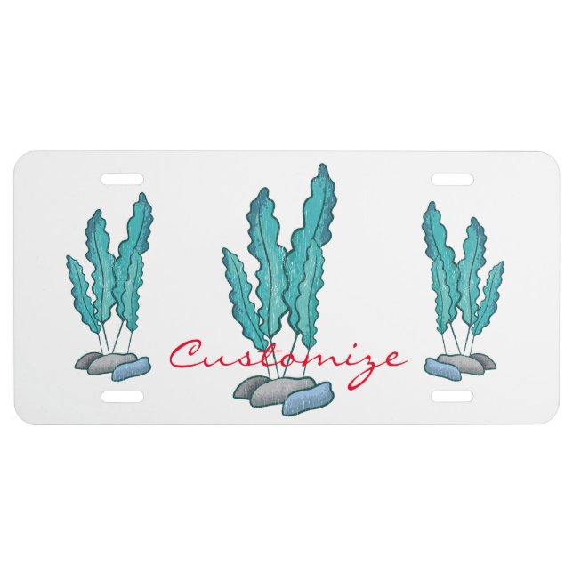Blue Seaweed Algae Thunder_Cove License Plate (Front)