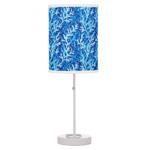 Blue Seaweed Coastal Textile Pattern Table Lamp
