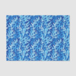 Blue Seaweed Coastal Textile Pattern Tissue Paper
