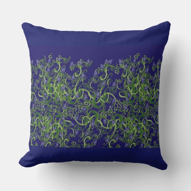 Blue Seaweed Throw Design Pillow (Front)