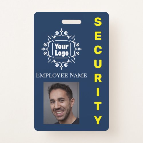 Blue Security Guard Employee ID Logo and Photo Badge