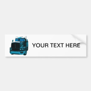 Blue Semi Truck Bumper Sticker