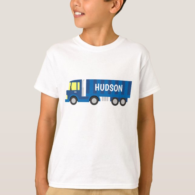 Blue Semi Truck Personalized T-shirt (Front)