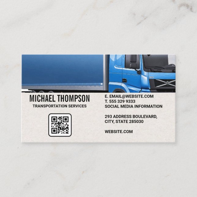 Blue Semi Truck | Trucking Business Card (Front)