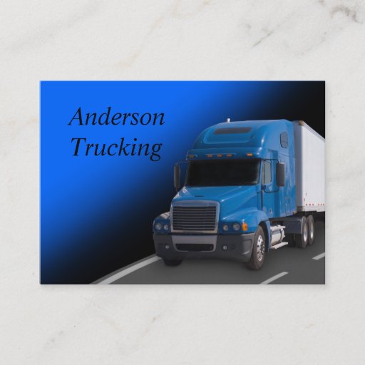 Customizable Blue Semi With Trailer, Business Card