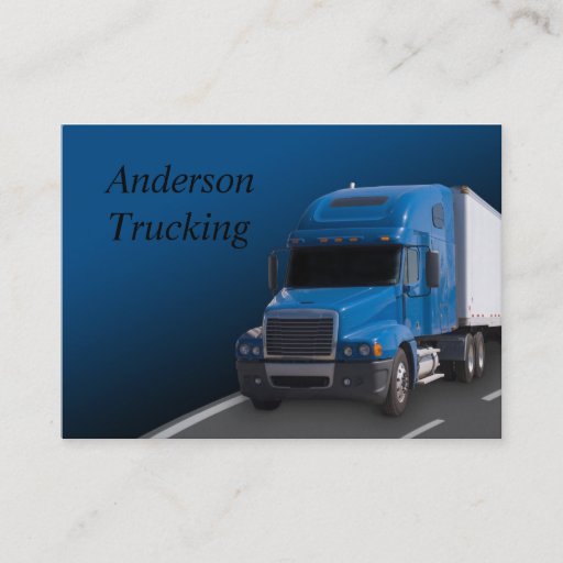 Customizable Blue Semi With Trailer, Business Card