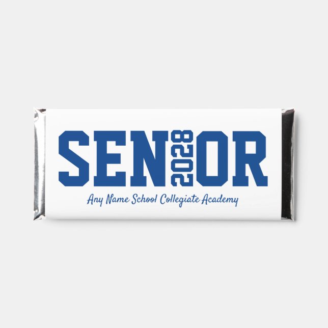 Blue Senior Graduation Block Letter Hershey Bar Favors (Front)