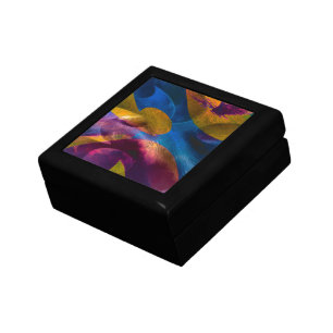 Blue sepia circular shapes in concave rocky style gift box