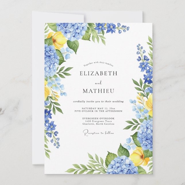 Blue Serene Spring Wedding Invitation (Front)