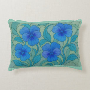 Blue Serenity – Elegant Pansy Floral Pattern Accent Pillow
