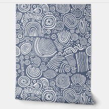 Blue Serenity: Whimsical Doodle