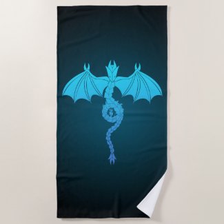 Blue Serpent Dragon Beach Towel