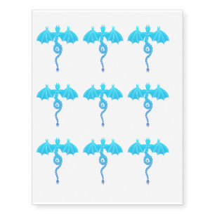 Blue Serpent Dragon Temporary Tattoos