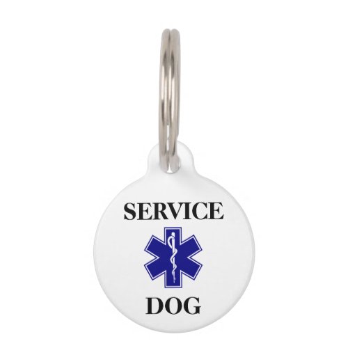 Blue Service Dog Personalized Medical Round ID Tag