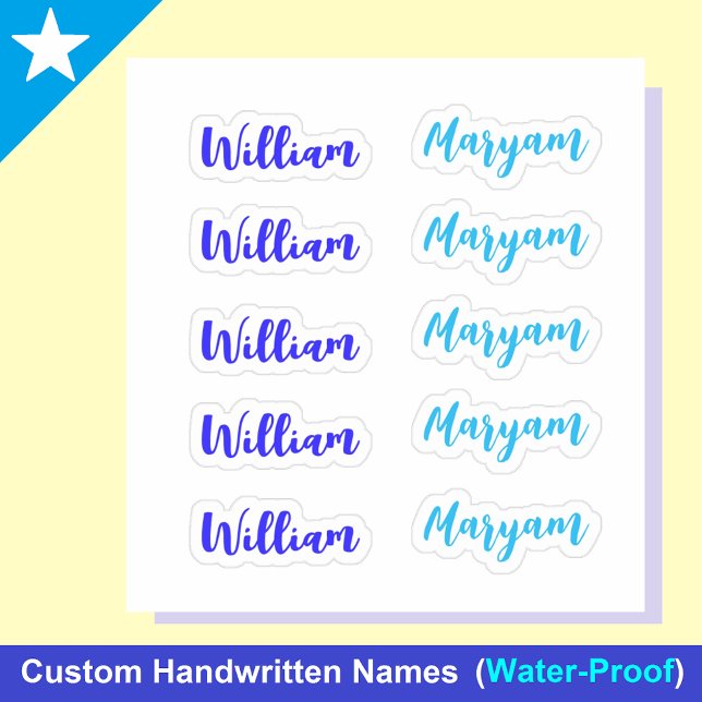 (Blue Set of 10) Elegant Signature Script Name Sticker (Blue name stickers
Elegant name labels for boys)