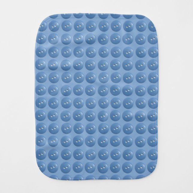 Blue Sewing Buttons Pattern Baby Burp Cloth (Front)