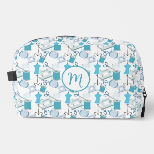Blue Sewing Theme Quilters Dopp Kit