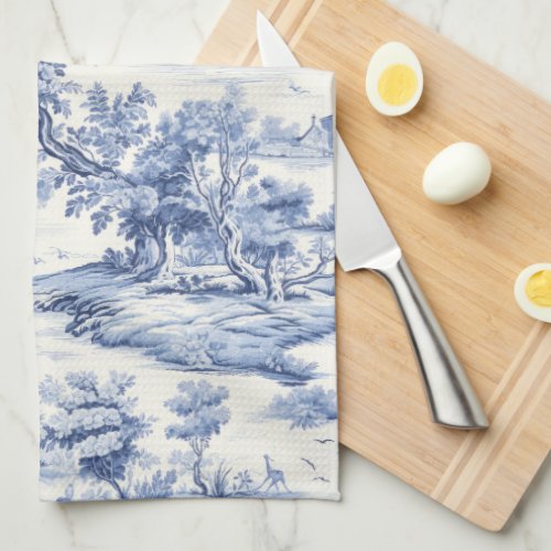 Blue Shabby Chic Cottage Style French Toile Kitchen Towel