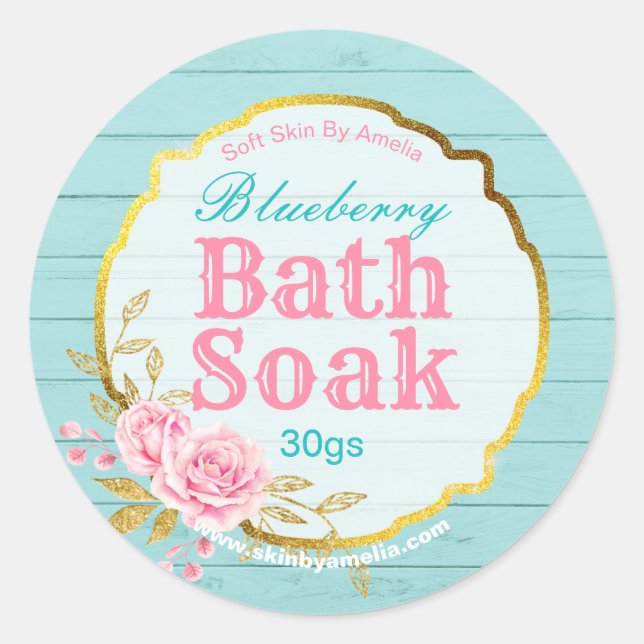Blue Shabby Chic Gold Glitter Body Scrub Labels (Front)