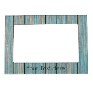 Blue Shabby Chic Realistic Rustic Wood Custom Text Magnetic Frame