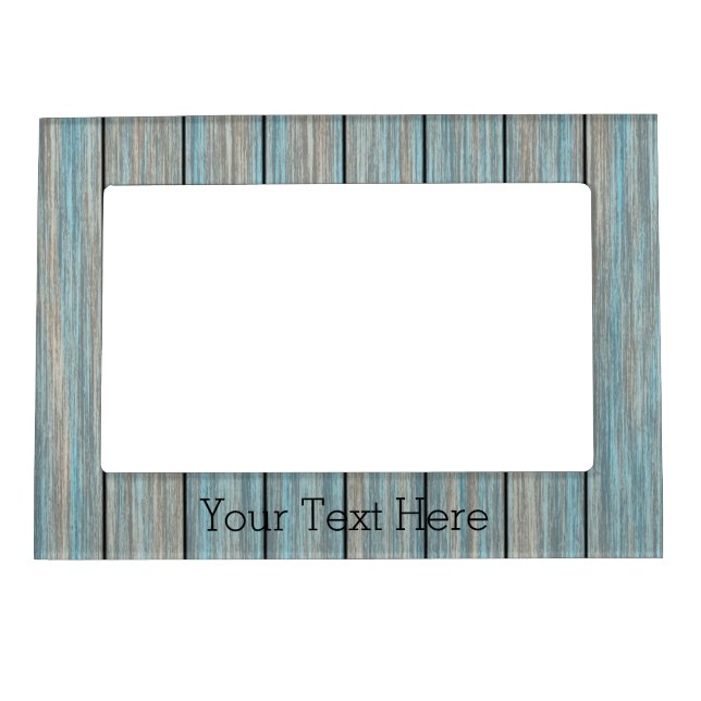 Blue Shabby Chic Realistic Rustic Wood Custom Text Magnetic Frame (Front)