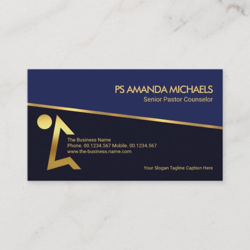 Blue Shade Layers Kneeling Man Pastor Counselor Business Card