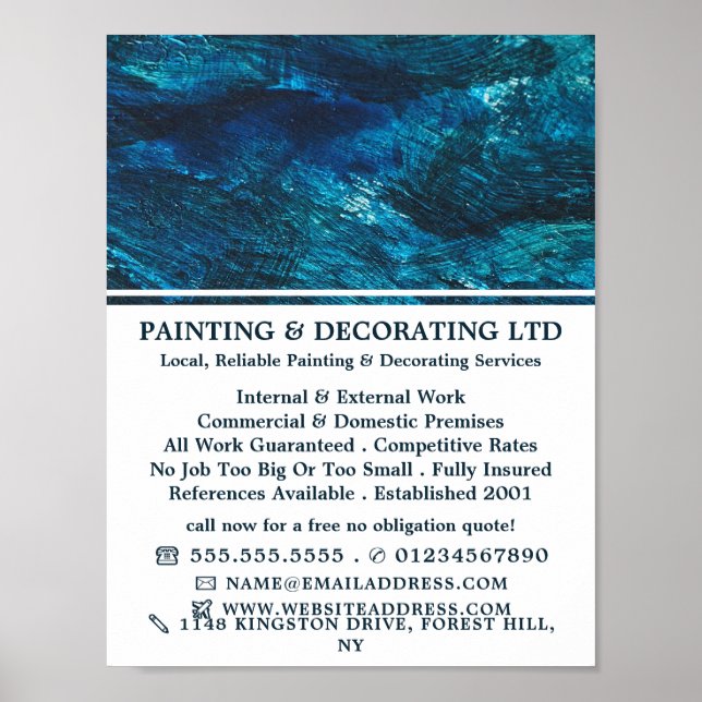 Blue Shade, Painter & Decorator Advertising Poster (Front)