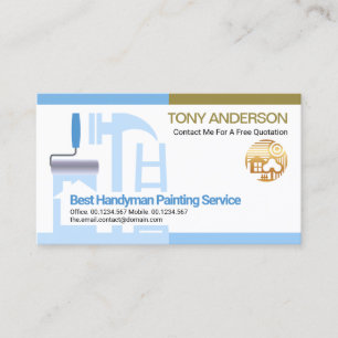 Blue Shaded Border Handyman Construction Tools Business Card