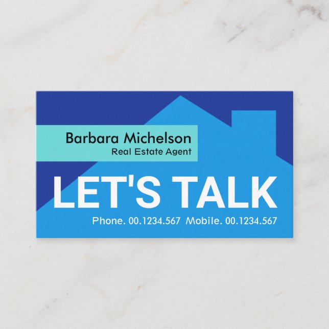 Blue Shades Building Silhouette Cyan Tab Realtor Business Card (Front)
