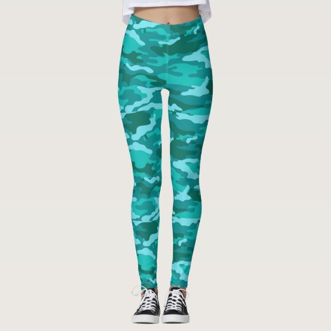 Blue Shades Camo Leggings (Front)